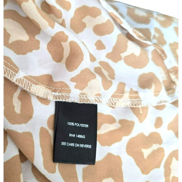 Torrid Womens Leopard Print Blouse Size 1 Tan & White V-Neck Long Sleeve JJ3876 - Picture 6 of 10